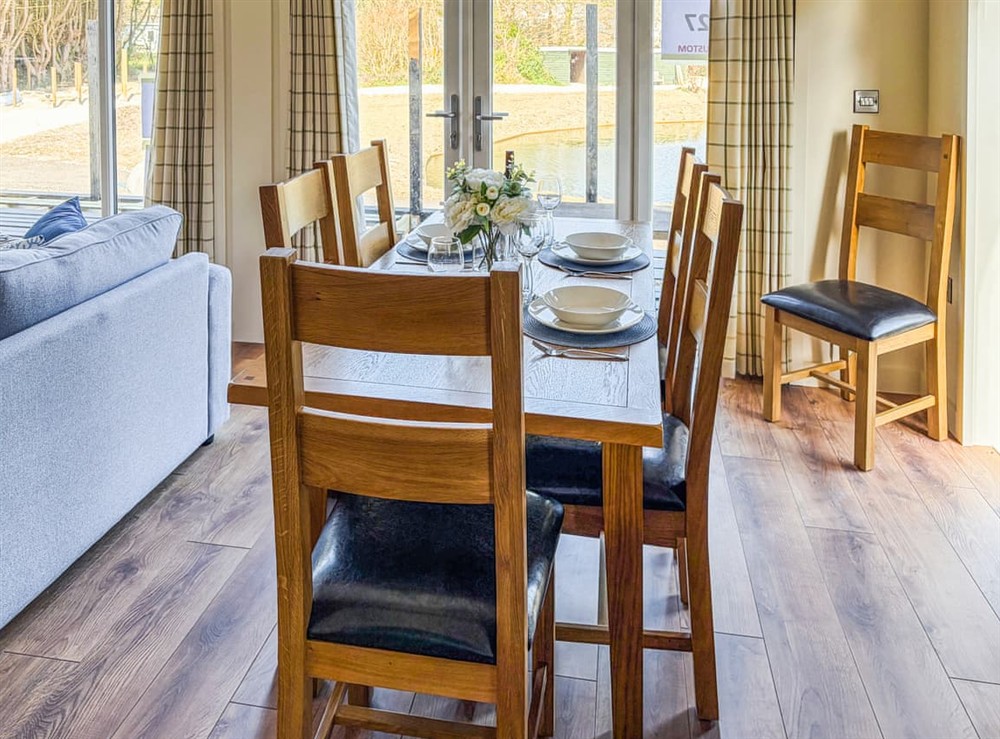 Open plan living space at Lodge 2 in Perranporth, Cornwall