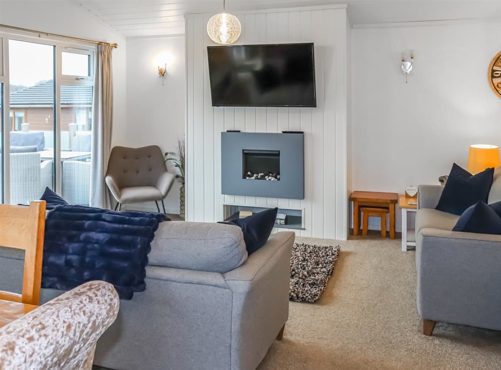 Open plan living space at Lodge 32 in Y Ffor, Near Pwllheli, Gwynedd