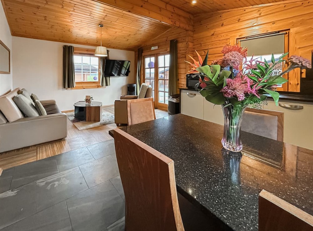 Open plan living space at Lodge 4 in Glasgow, Renfrewshire