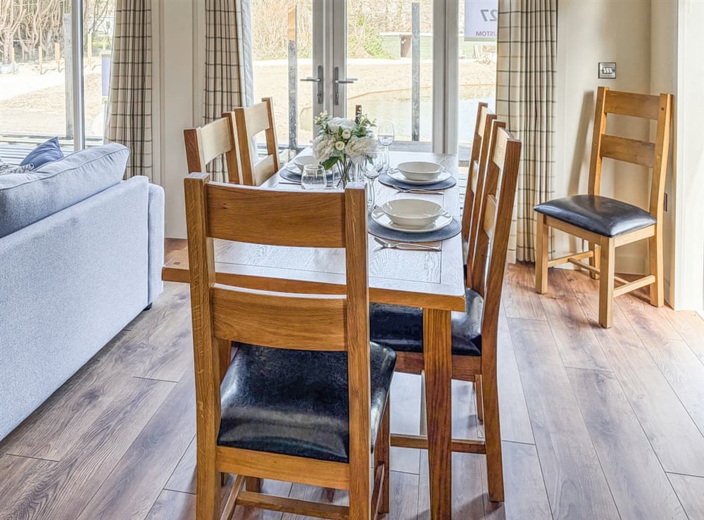 Open plan living space at Lodge 4 in Perranporth, Cornwall