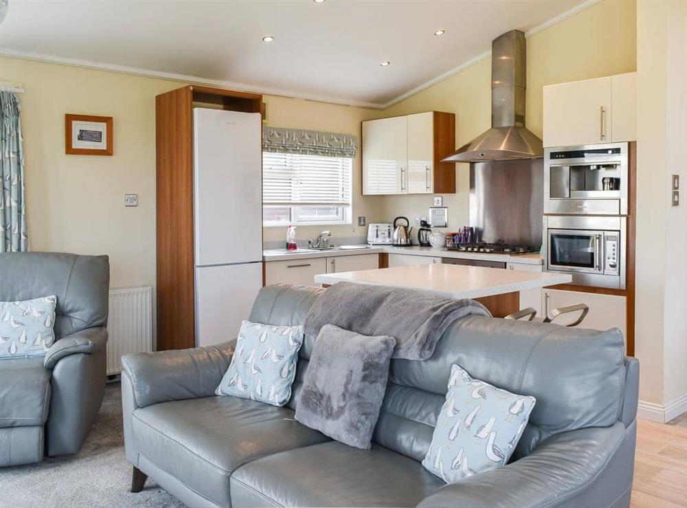 Open plan living space at Lodge 47 in Whitsand Bay, Cornwall