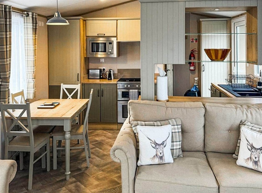Open plan living space at Lodge 58 in Aviemore, Inverness-Shire