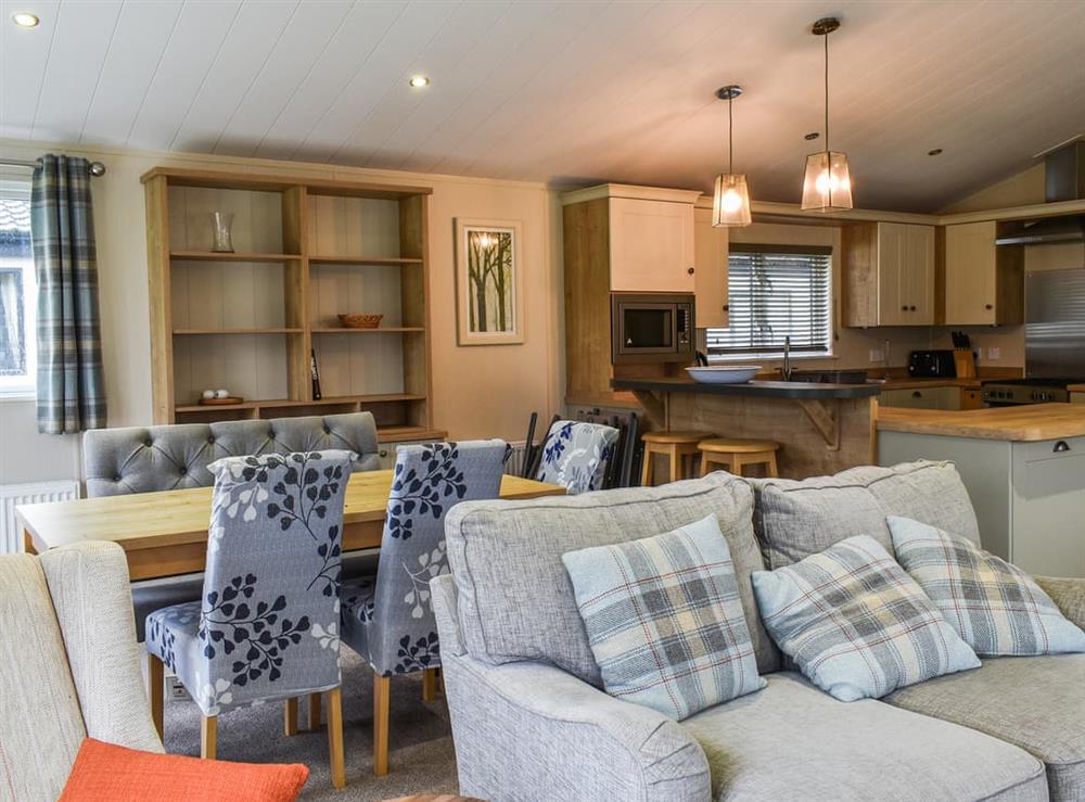 Open plan living space at Lodge 78 Sun Valley in Pentewan, near St Austell, Cornwall