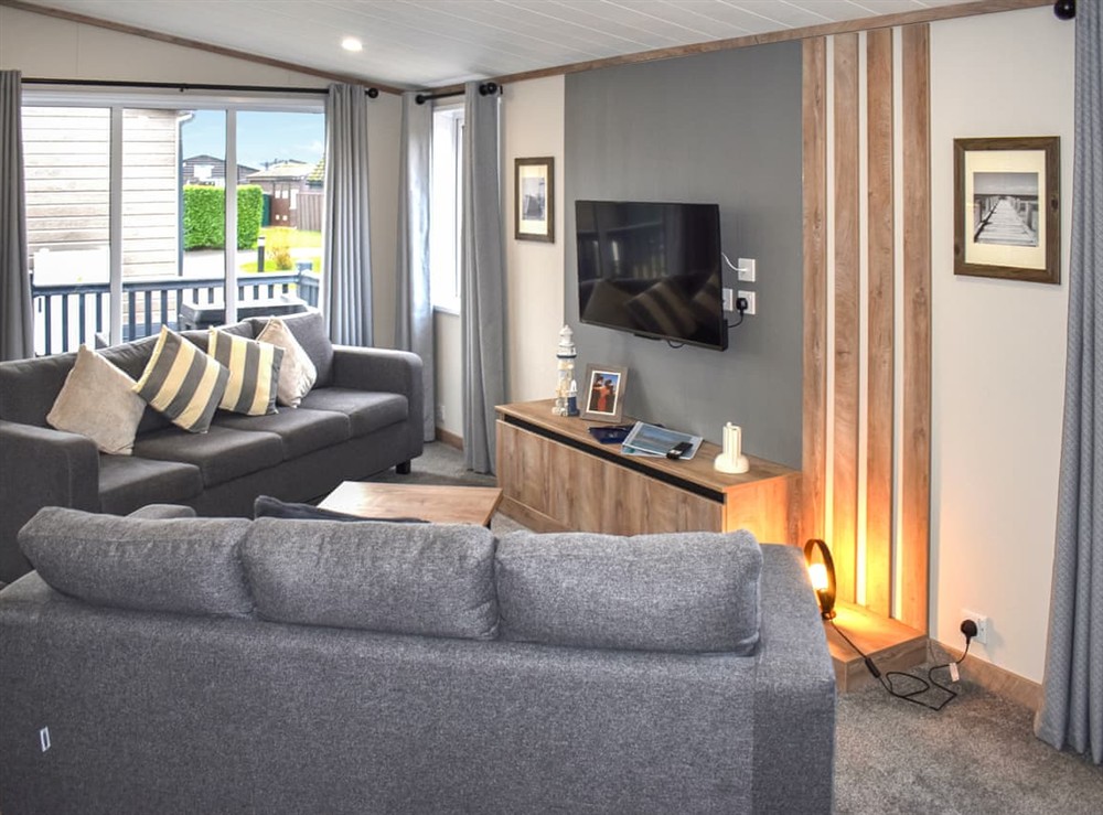 Living area at Lodge 8 in Lyme Regis, Devon