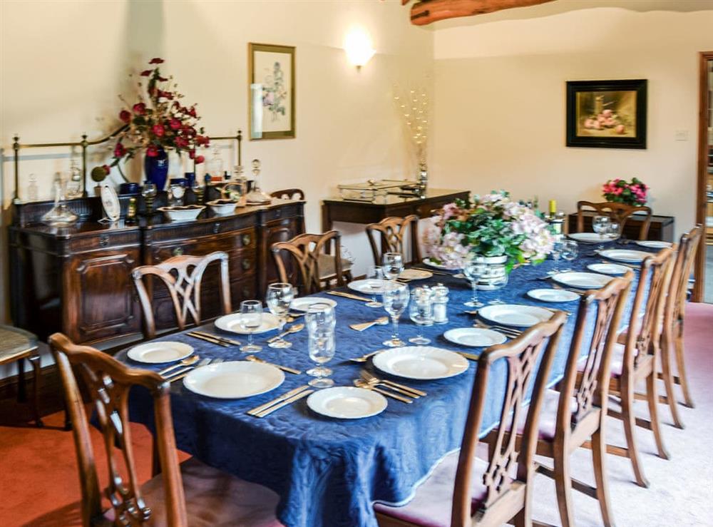 The dining room table will seat 12 and even 14 at a push, heated trolley and plenty of glasses to celebrate your occasion. at Lodge Farm Barn in South Walsham, North Norfolk, England