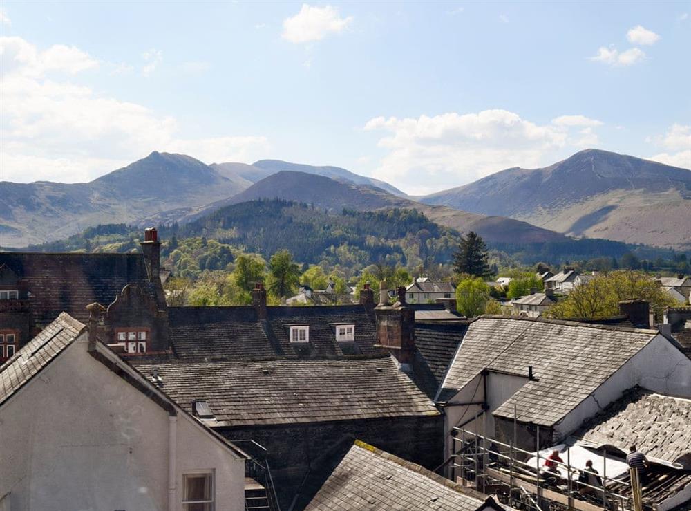 Spectacular view from the window to the mountains at Loft 10 in Keswick, Cumbria, England