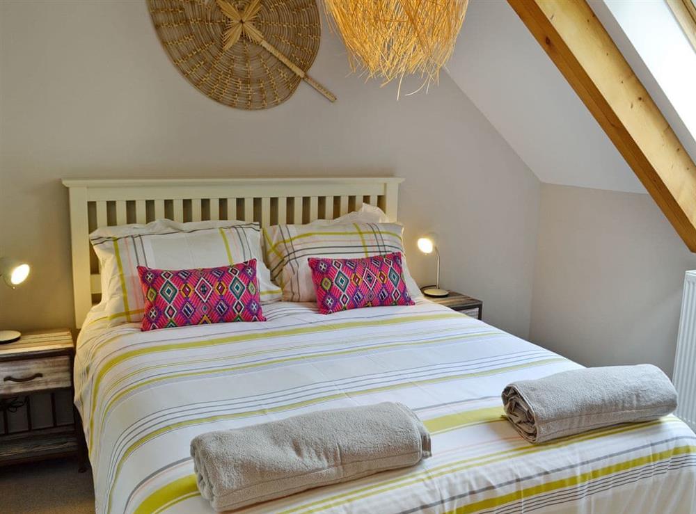 Romantic double bedroom at Loft by the Pond in Uploders, near Bridport, Dorset