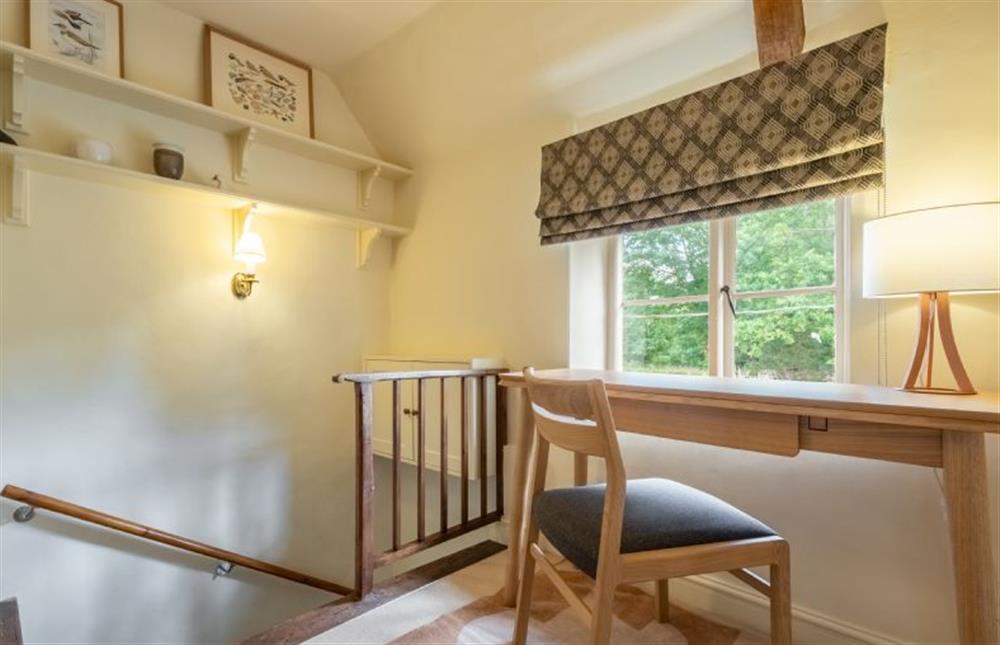 First floor: Landing with office desk (with a view!) at Loke Cottage, Bessingham near Norwich