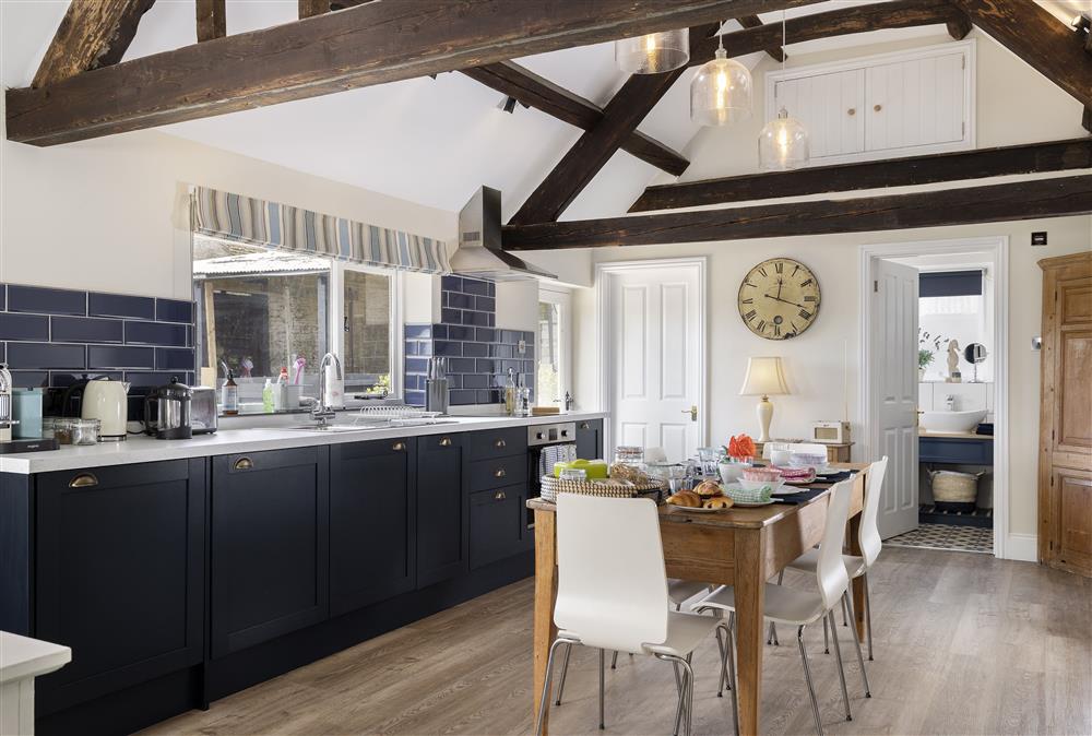 Ground floor: Open-plan living area with well-equipped kitchen at Long Barn, near Cirencester