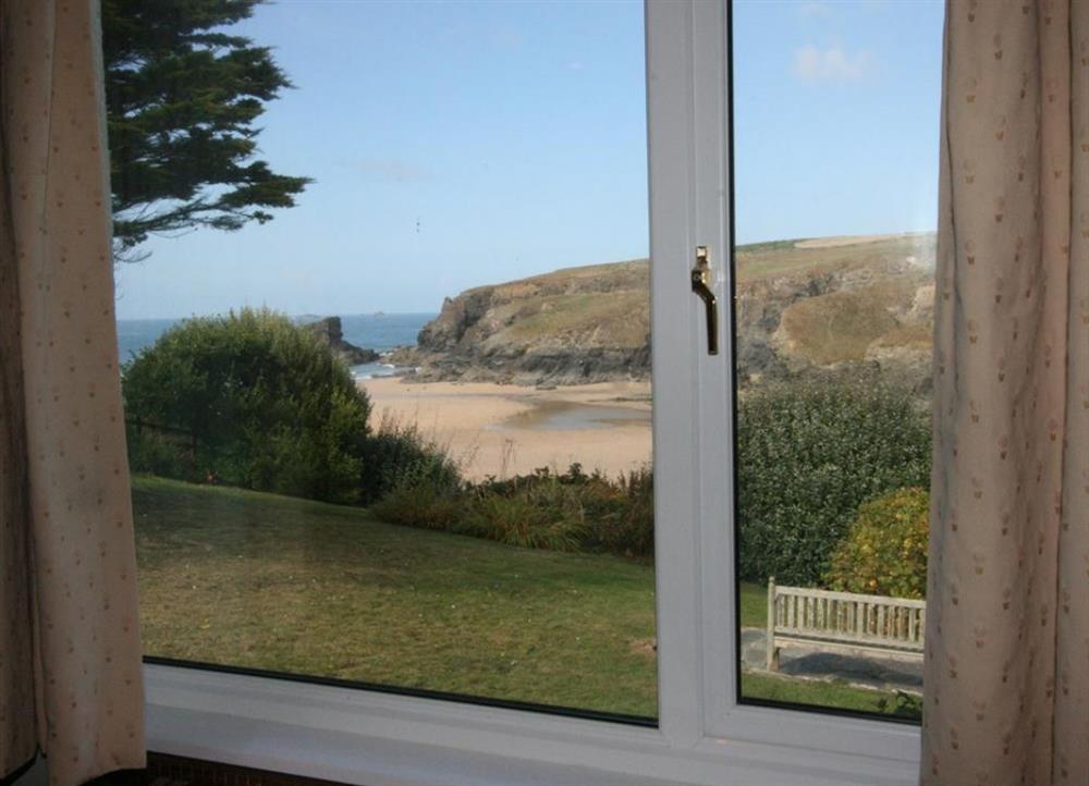 View from the ground floor bedroom at Long Cove in Porthcothan