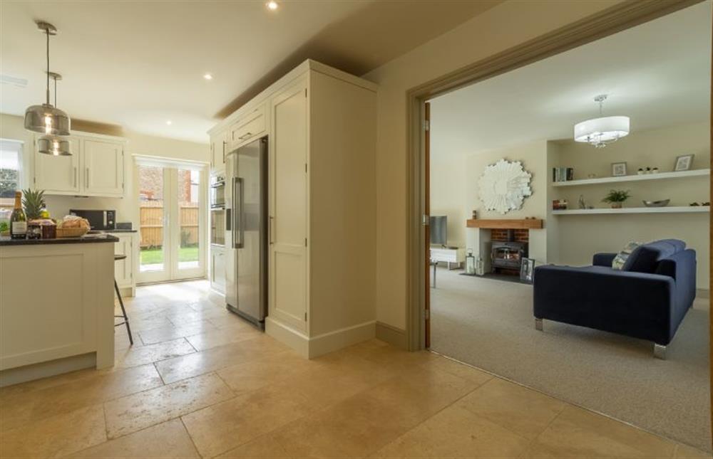 Kitchen and sitting room at Long Meadow, Great Bircham near Kings Lynn