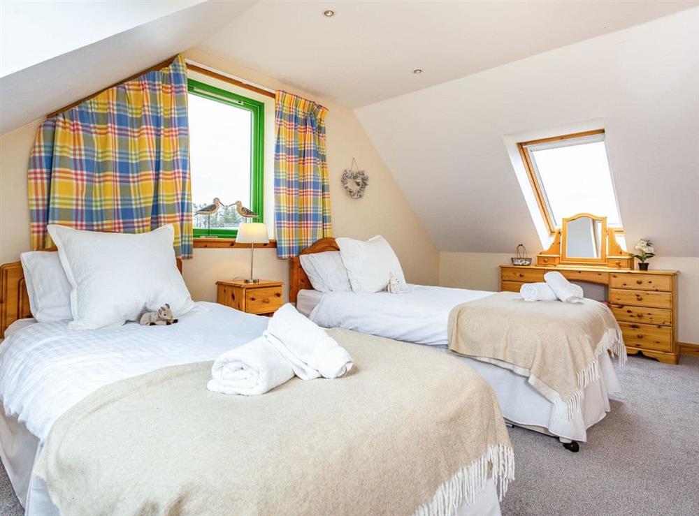 Twin bedroom at Longa House in Gairloch, Ross-Shire