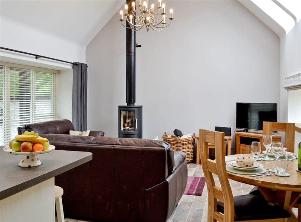 Open plan modern living space at Longcroft Dairy in Oyne, near Inverurie, Aberdeenshire