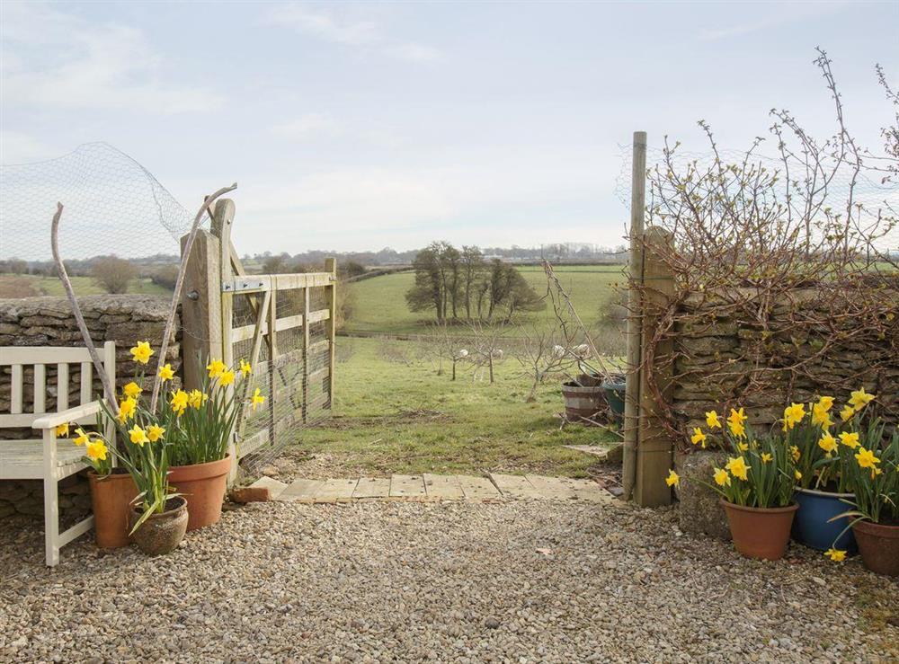 Garden sits adjacent to open countryside at Longview in Lower Stanton St. Quintin, near Chippenham, Wiltshire