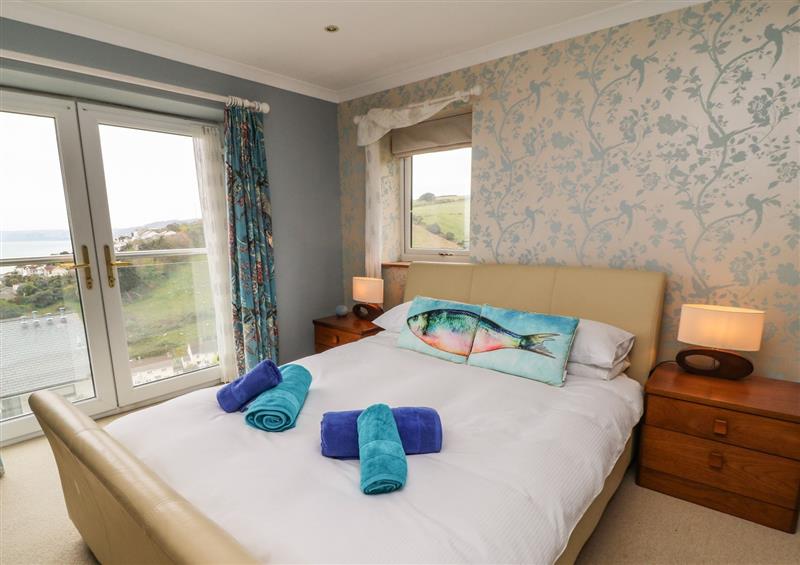 One of the bedrooms at Looe Island View, Downderry