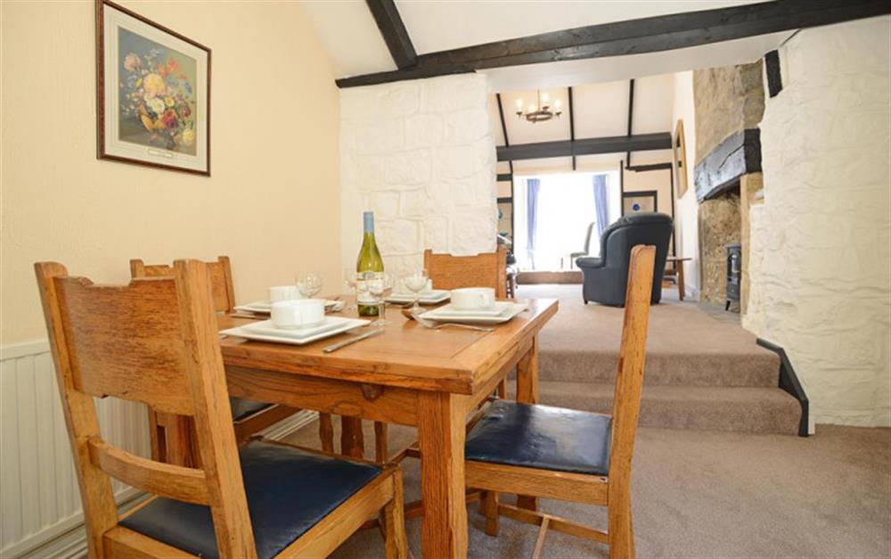 The dining area, perfect for friends and families at Looking Glass Cottage in Lyme Regis