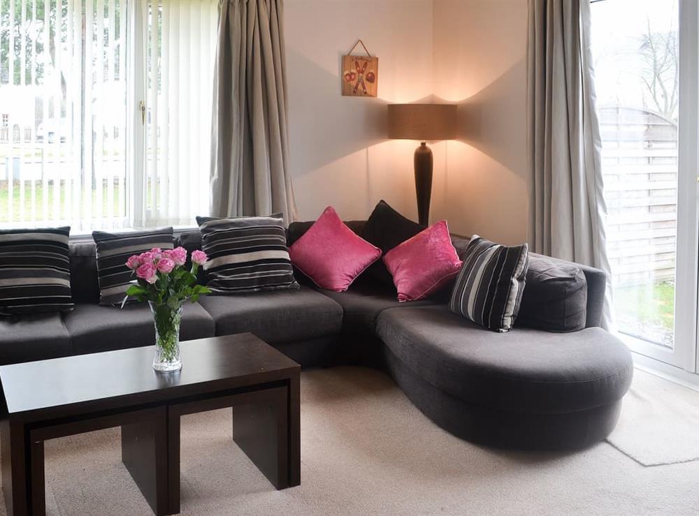 Cosy and comfortable leather sofas at Loramore in Aviemore, Highlands, Inverness-Shire