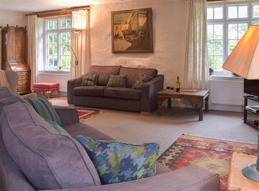 Cosy and comfortable living room at Lordship Farmhouse in Wolfscastle, near Haverfordwest, Dyfed