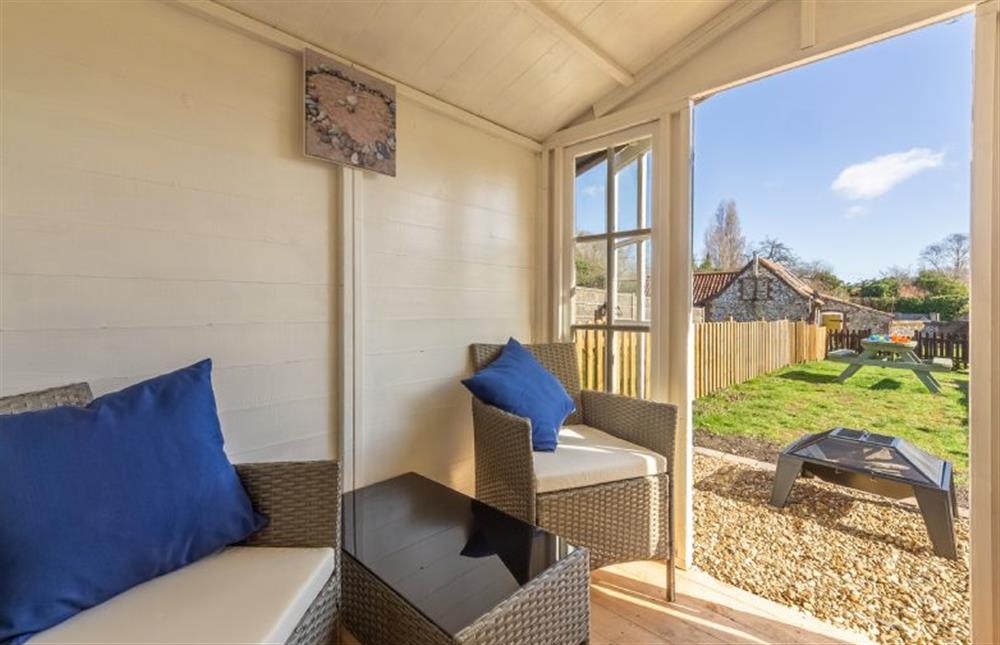 From the summerhouse to the garden at Lovely Cottage, North Creake near Fakenham