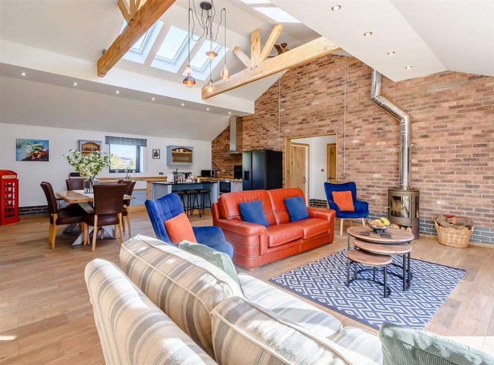 Open plan living space at Mill Barn, 