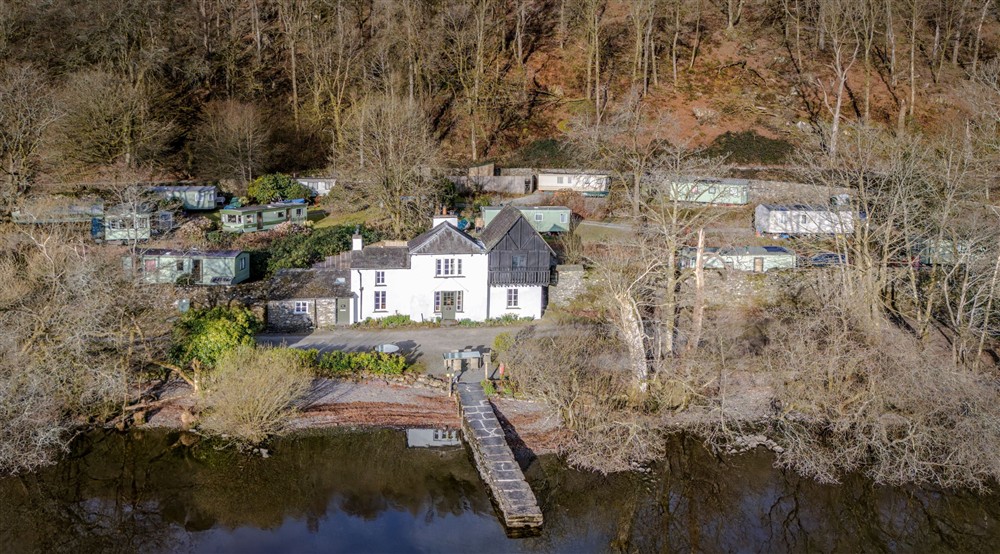 An aerial view of Low Strawberry Gardens (on the left) and High Strawberry Gardens (on the right), Windermere, Cumbria at Low Strawberry Gardens in Nr Hawkshead, Cumbria