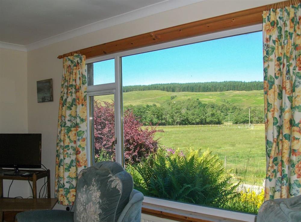 Wonderful countryside views from the living room at Lower Brae in Strath Oykel, by Ardgay, Highlands, Ross-Shire
