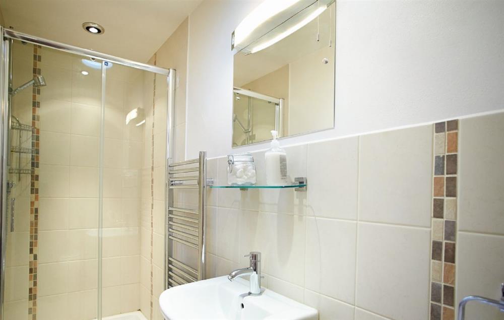 En-suite shower room at Lower Curscombe Barn, Feniton