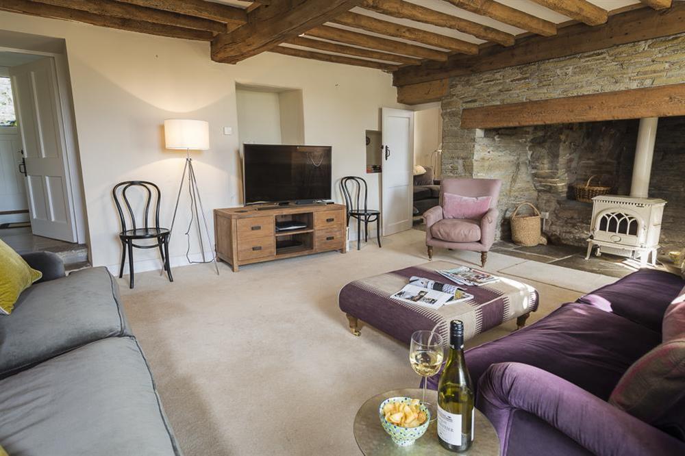 Comfortably furnished drawing room with Smart TV and DVD player at Lower Easton Farmhouse in , Nr Salcombe