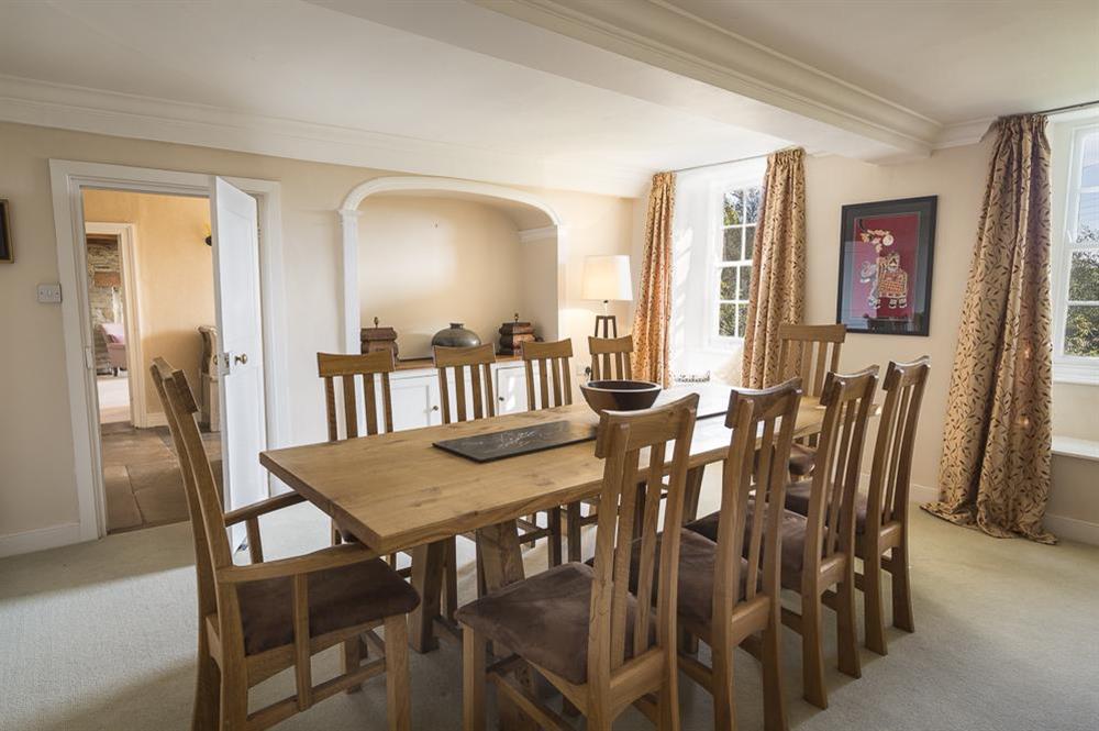 Spacious dining room seating ten comfortably at Lower Easton Farmhouse in , Nr Salcombe