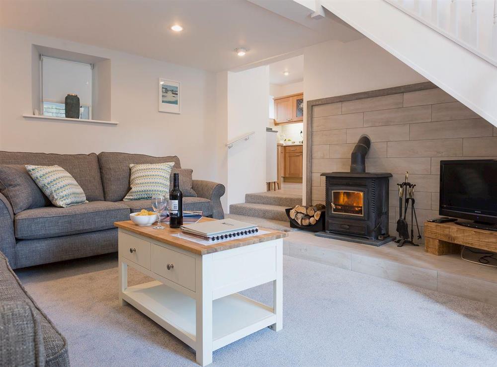 Spacious lounge with wood-burner at Garden Cottage, 
