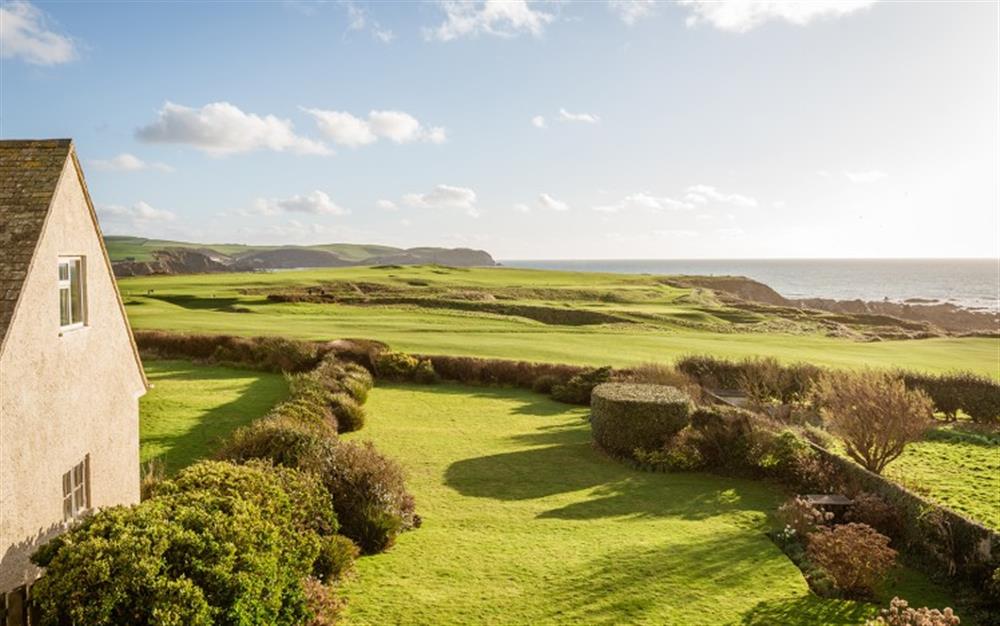 Stunning views over the golf course from Master Bedroom. at Lower Goosewell Cottage in Thurlestone