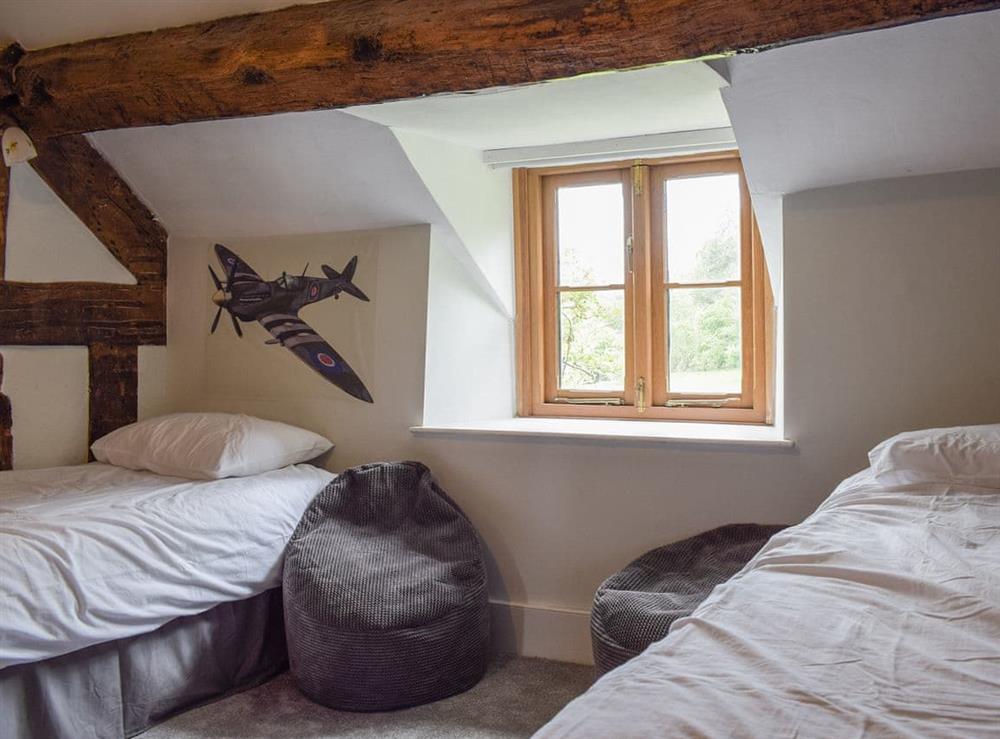 Twin bedroom at Lower Goytre Farmhouse in Knighton, Powys