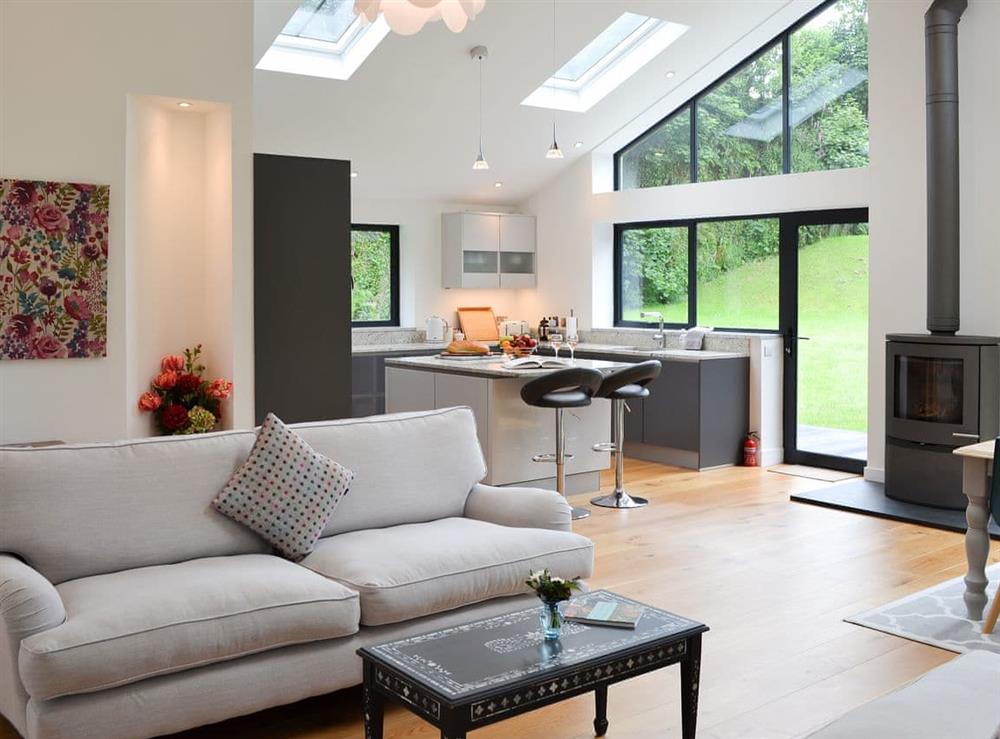Open plan living space at Lower Helland in Ladock, near Truro, Cornwall