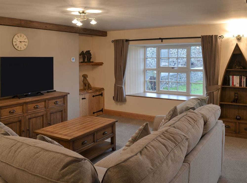 Lovely furnished living room with TV at Lower Larkworthy in Ashwater, near Holsworthy, Devon