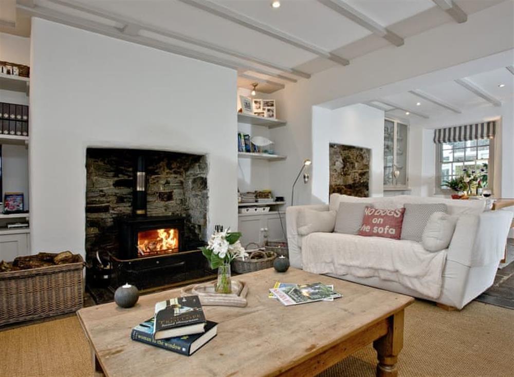 Cosy living room with wood burner at Lower Margate in Bodmin, Cornwall