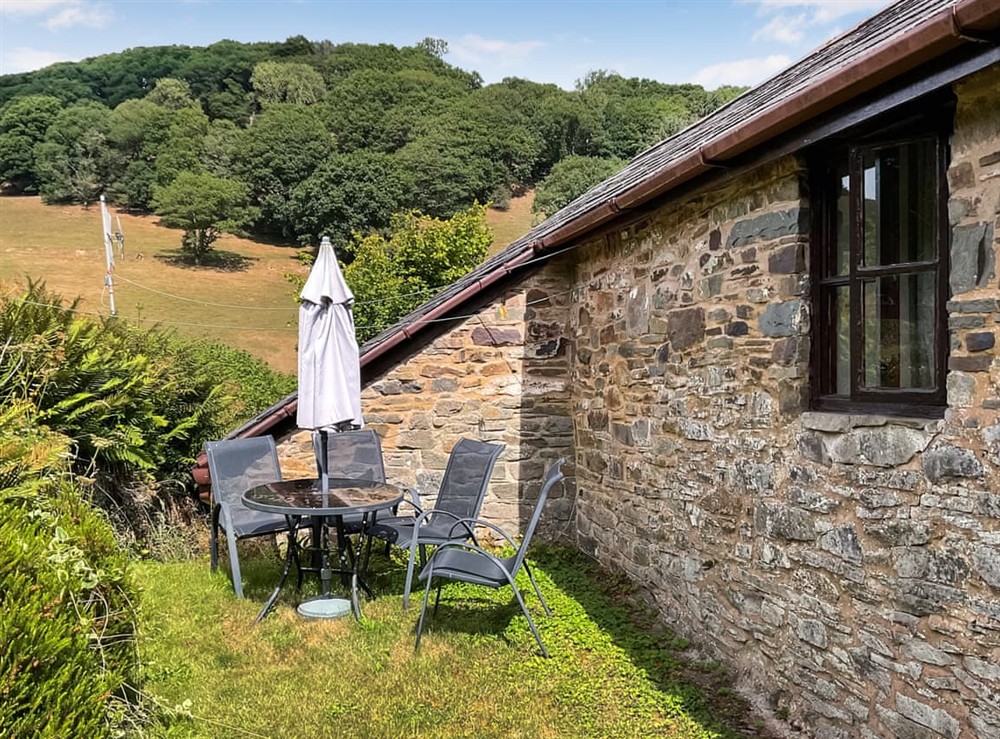 Sitting-out-area at Lower Rheol in Crickadarn, near Brecon, Powys