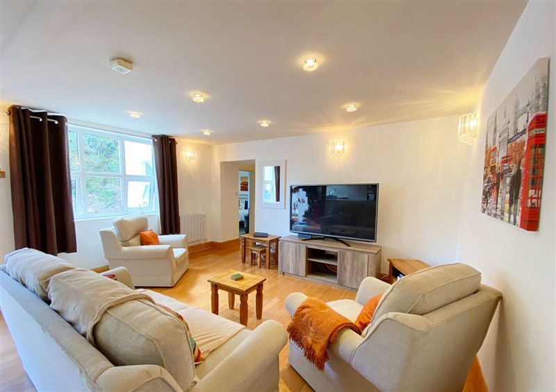 Relax in the living area at Lower Stable - The Stables Apartments at Meadfoot Bay, Torquay