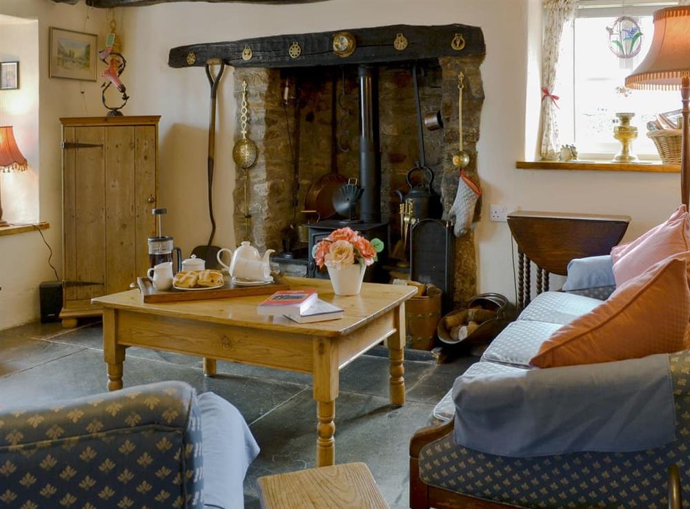 Comfy living room at Lower Trethinna Cottage in Altarnun, near Launceston, Cornwall