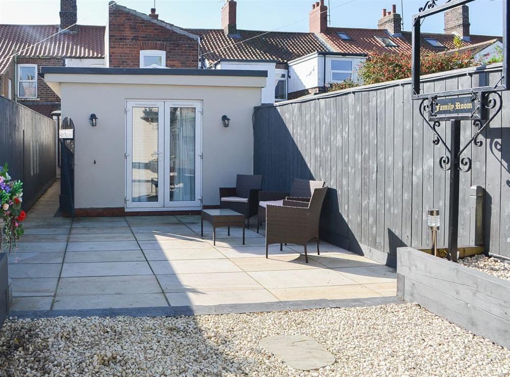 Patio at Loweys Harbour Cottage in Bridlington, North Humberside
