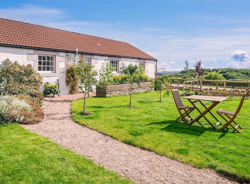 Delightful garden and grounds at Lucklaw Steading Cottage in Balmullo, near St Andrews, Fife