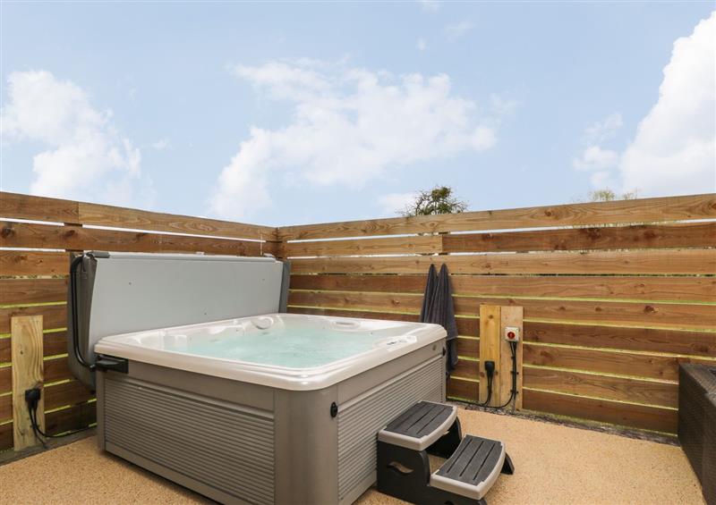 Relax in the hot tub at Lugg View, Cross Keys near Hereford