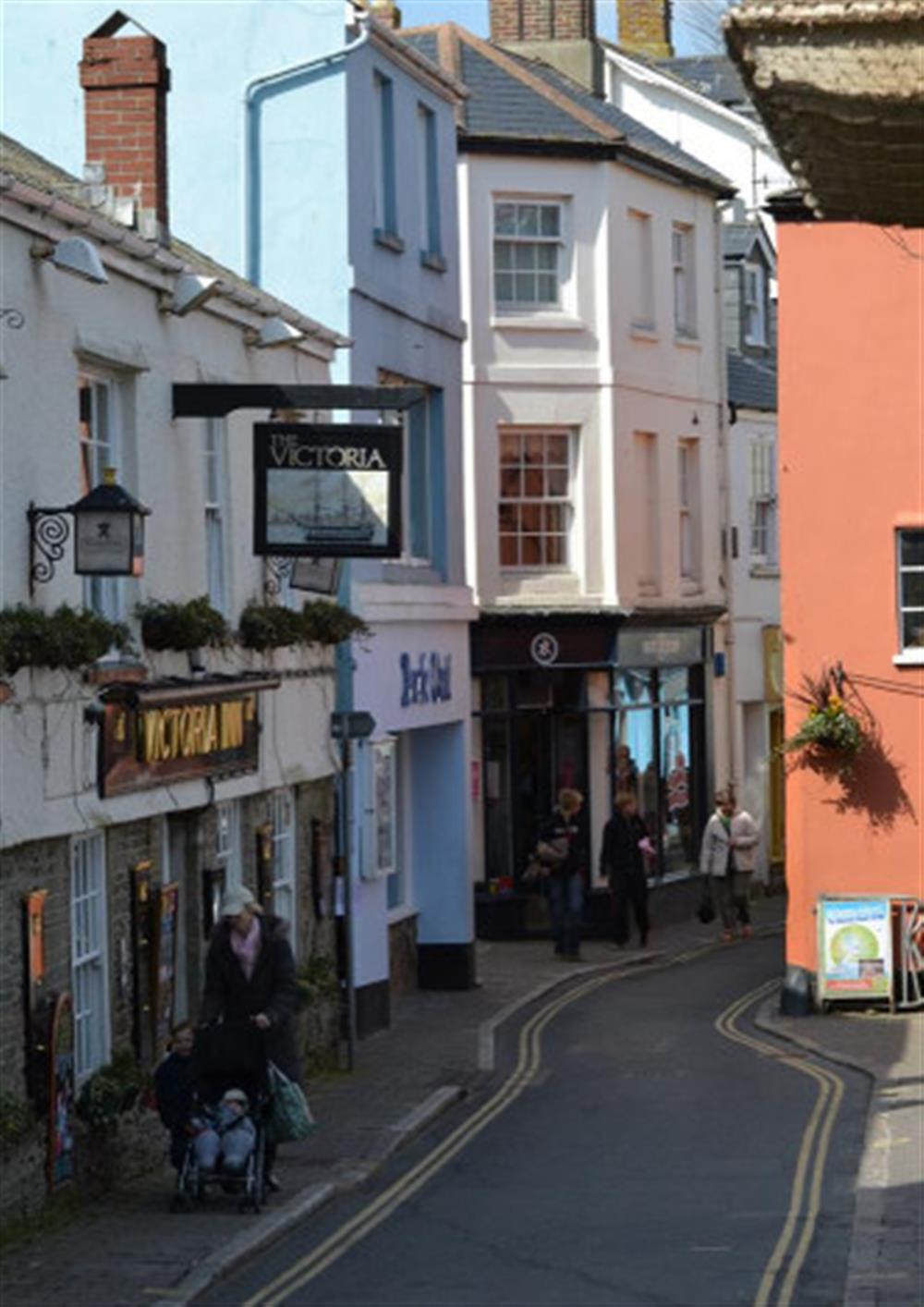 Fore Street in the centre of Salcombe is a 5 minute walk from the property at Lundy in Salcombe