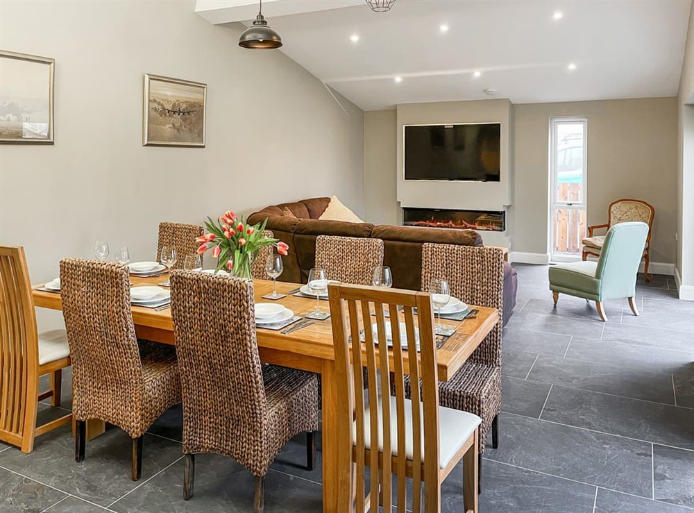 Open plan living space at Luthien Barn in Sandhutton, near Thirsk, North Yorkshire
