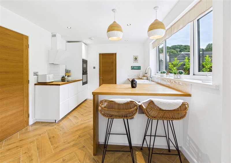 This is the kitchen at Luxury Beach Stay with Hot Tub, Burry Port