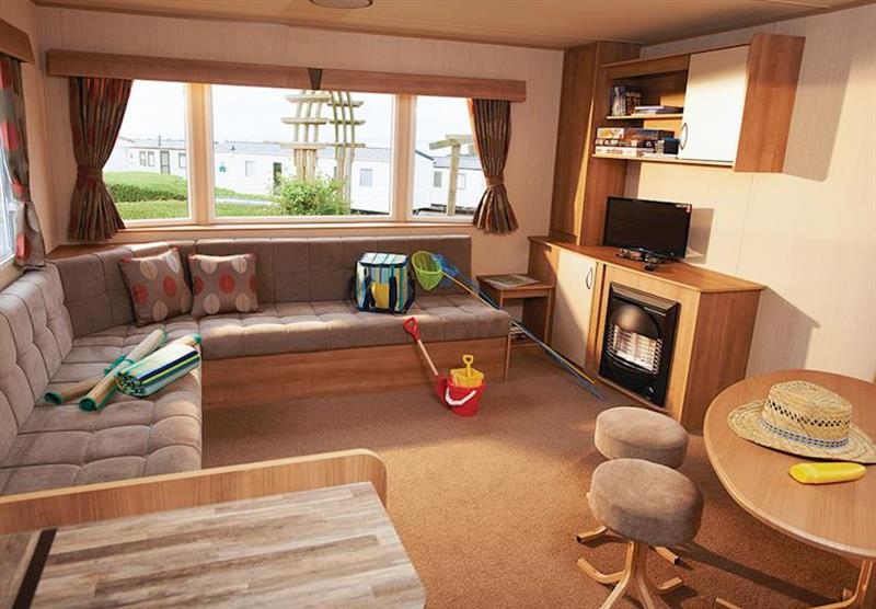 Living room in a Deluxe Caravan at Lydstep Beach in Pembrokeshire, South Wales