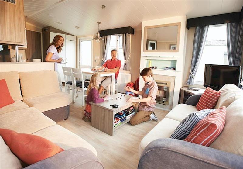 The living area of a Prestige Caravan at Lydstep Beach in Pembrokeshire, South Wales