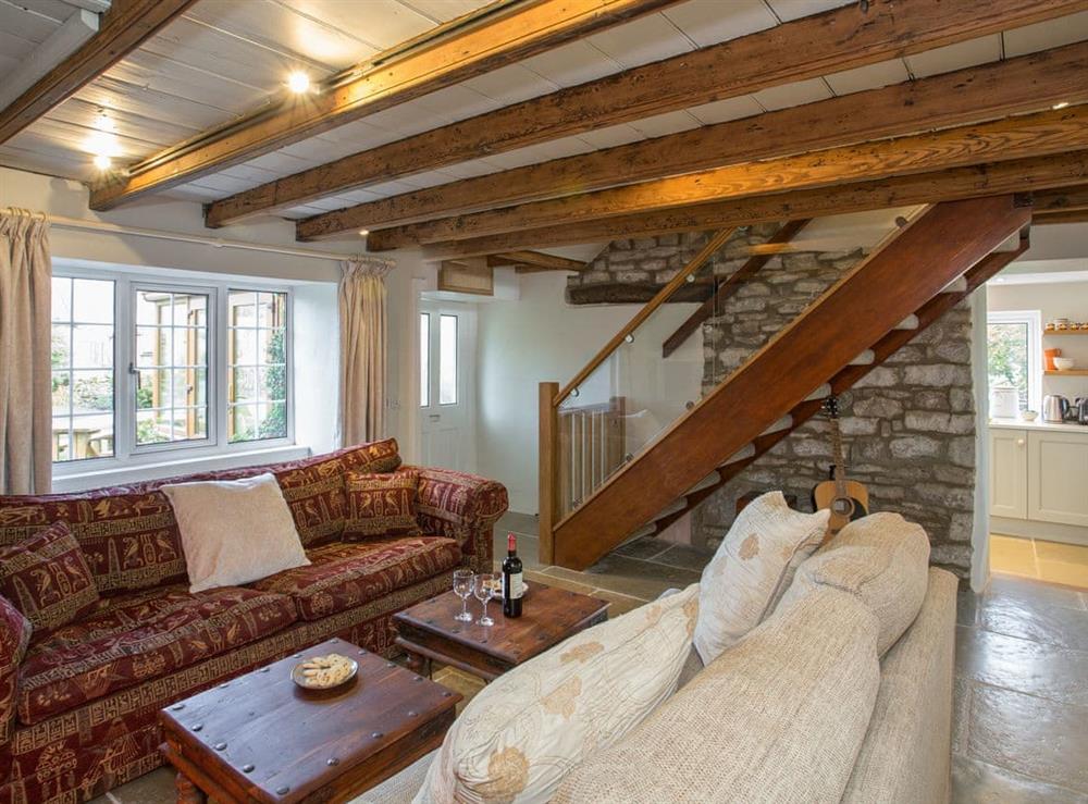 Living room with beam ceiling at Lyndhurst Cottage in Carlton-in-Coverdale, near Leyburn, North Yorkshire