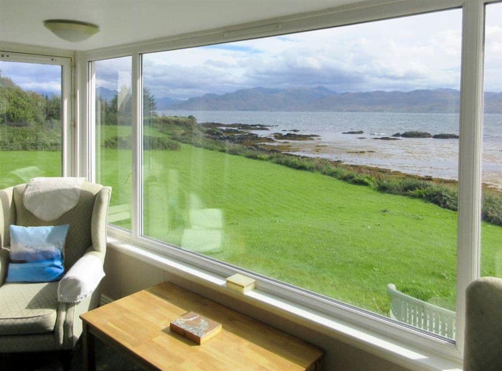 Fantastic views from the living room at Macinnisfree Cottage in Saasaig, Teangue, Isle of Skye., Great Britain
