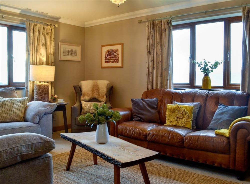 Inviting living room at Maes Y Bryn Farmhouse in Llansadwrn, near Llandeilo, Dyfed