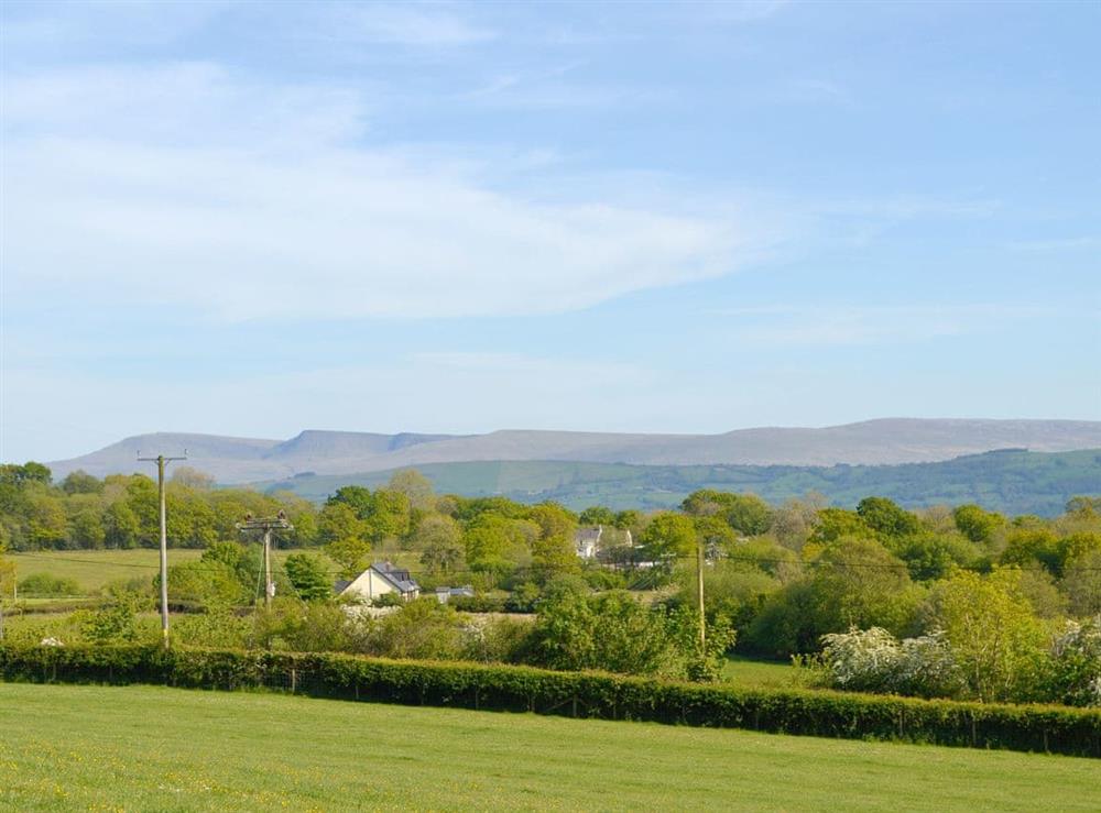 Picturesque rural view at Maes Y Bryn Farmhouse in Llansadwrn, near Llandeilo, Dyfed